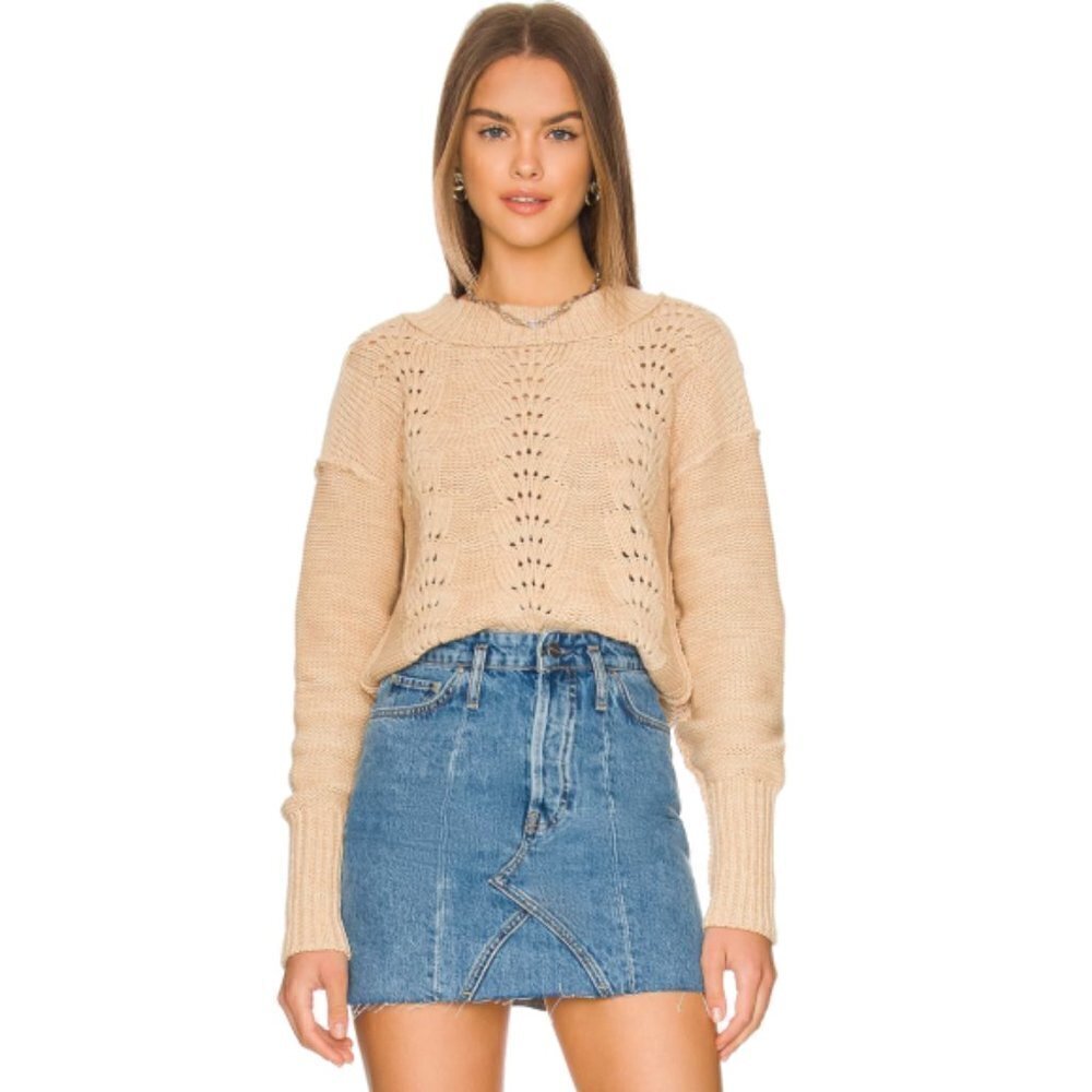 Free People 'Bell Song' Mixed-Knit Pullover Sweater, Sandcastle